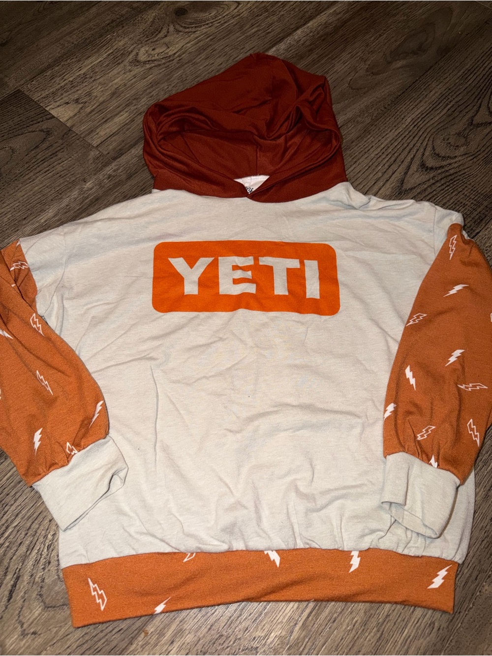 Small shop upcycled yeti hooded shirt